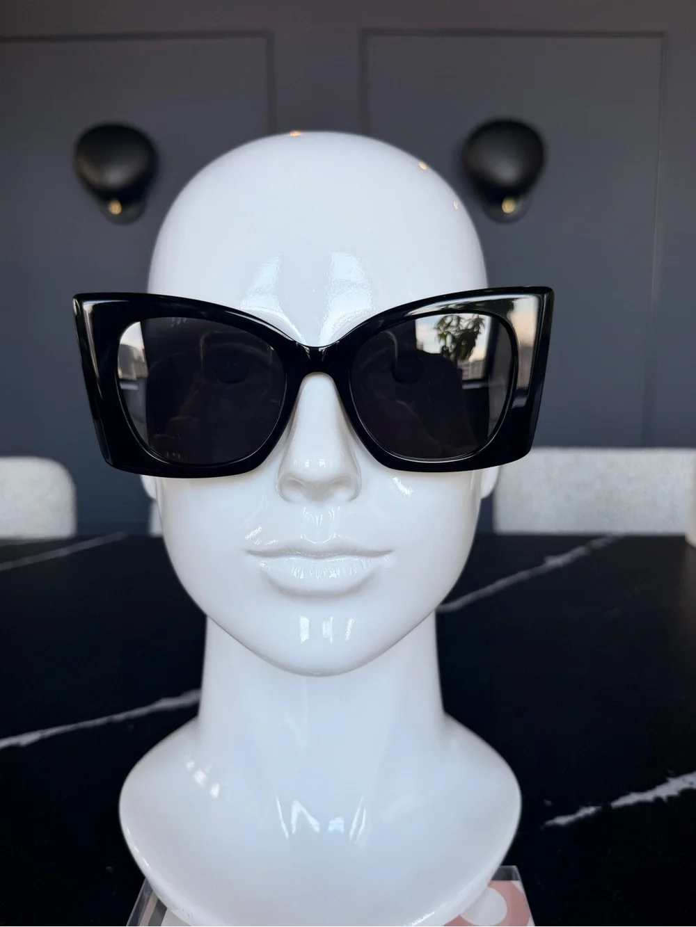 Yves Saint Laurent Glossy Black Oversized Cat-Eye Sunglasses